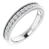 14K Gold Round Natural Diamond Milgrain Edge Anniversary Band – 1/2–1 5/8 CTW - White Gold