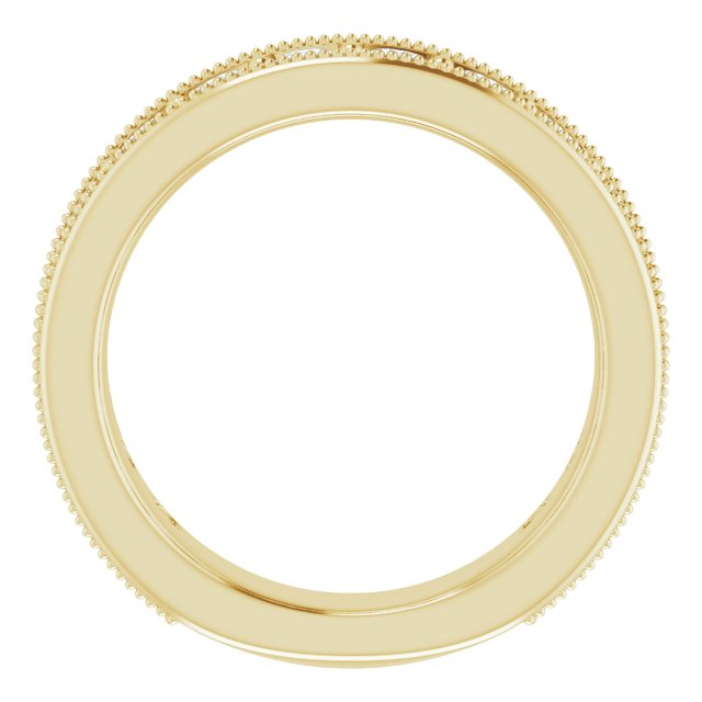 14K Gold Round Natural Diamond Milgrain Edge Anniversary Band – 1/2–1 5/8 CTW - Yellow Gold - view 2