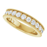 14K Gold Round Natural Diamond Milgrain Edge Anniversary Band – 1/2–1 5/8 CTW - Yellow Gold - view 5