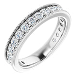 14K Gold Round Natural Diamond Milgrain Edge Anniversary Band – 1/2–1 5/8 CTW - White Gold