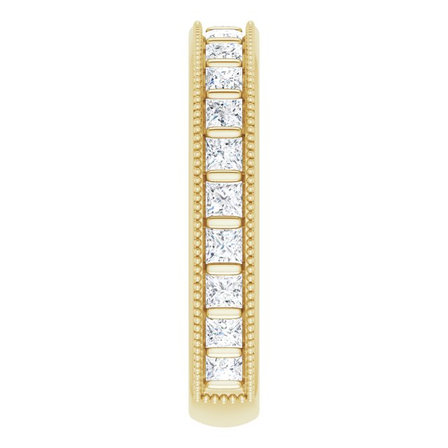 14K Gold Square Natural Diamond Milgrain Edge Anniversary Band – 1–2 3/8 CTW - Yellow Gold - view 4