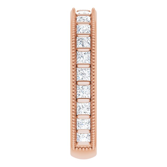 14K Gold Square Natural Diamond Milgrain Edge Anniversary Band – 1–2 3/8 CTW - Rose Gold - view 4