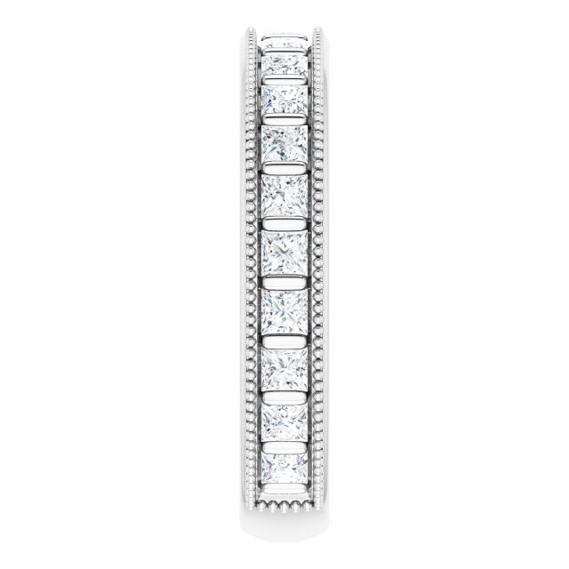 14K Gold Square Natural Diamond Milgrain Edge Anniversary Band – 1–2 3/8 CTW - White Gold - view 4