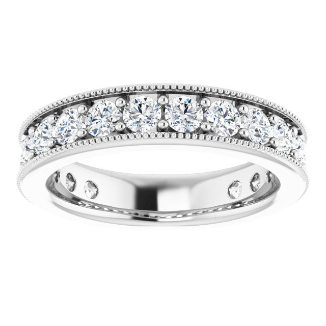 Platinum Round Natural Diamond Milgrain Edge Anniversary Band – 1/2–1 5/8 CTW - view 3