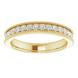 14K Gold Round Natural Diamond Milgrain Edge Anniversary Band – 1/2–1 5/8 CTW - Yellow Gold - view 3