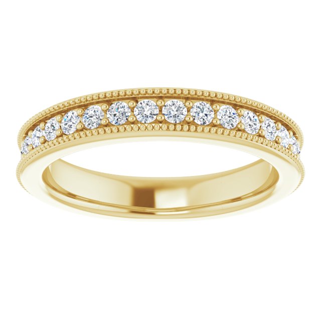 14K Gold Round Natural Diamond Milgrain Edge Anniversary Band – 1/2–1 5/8 CTW - Yellow Gold - view 3