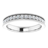 14K Gold Round Natural Diamond Milgrain Edge Anniversary Band – 1/2–1 5/8 CTW - White Gold - view 3