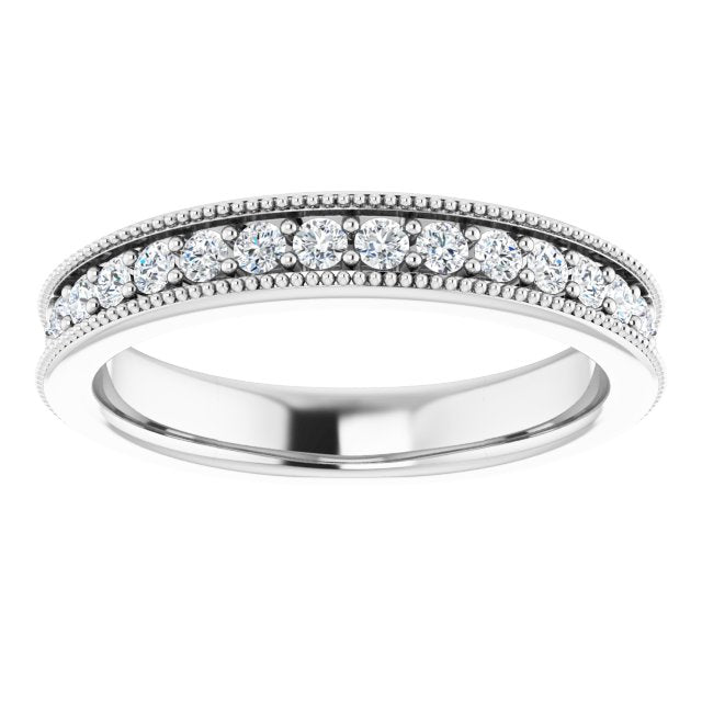 14K Gold Round Natural Diamond Milgrain Edge Anniversary Band – 1/2–1 5/8 CTW - White Gold - view 3