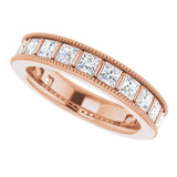 14K Gold Square Natural Diamond Milgrain Edge Anniversary Band – 1–2 3/8 CTW - Rose Gold - view 5