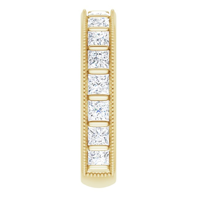 14K Gold Square Natural Diamond Milgrain Edge Anniversary Band – 1–2 3/8 CTW - Yellow Gold - view 4