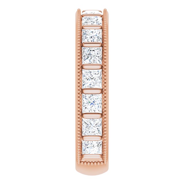 14K Gold Square Natural Diamond Milgrain Edge Anniversary Band – 1–2 3/8 CTW - Rose Gold - view 3
