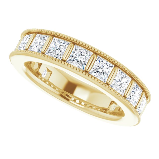 14K Gold Square Natural Diamond Milgrain Edge Anniversary Band – 1–2 3/8 CTW - Yellow Gold - view 5