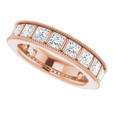 14K Gold Square Natural Diamond Milgrain Edge Anniversary Band – 1–2 3/8 CTW - Rose Gold - view 5