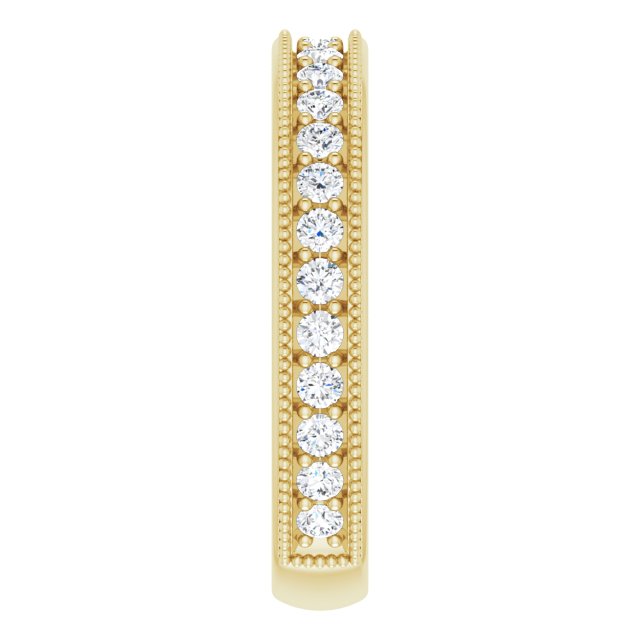 14K Gold Round Natural Diamond Milgrain Edge Anniversary Band – 1/2–1 5/8 CTW - Yellow Gold - view 4