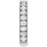 14K Gold Round Natural Diamond Milgrain Edge Anniversary Band – 1/2–1 5/8 CTW - White Gold - view 4