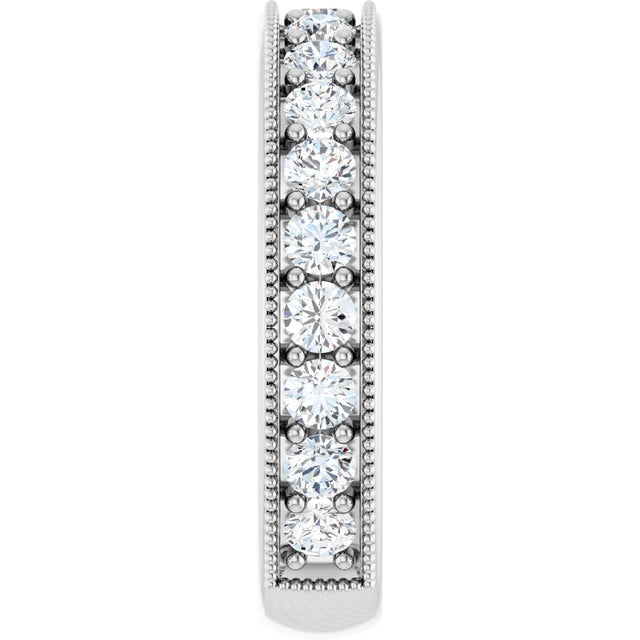 14K Gold Round Natural Diamond Milgrain Edge Anniversary Band – 1/2–1 5/8 CTW - White Gold - view 4