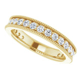 14K Gold Round Natural Diamond Milgrain Edge Anniversary Band – 1/2–1 5/8 CTW - Yellow Gold - view 5