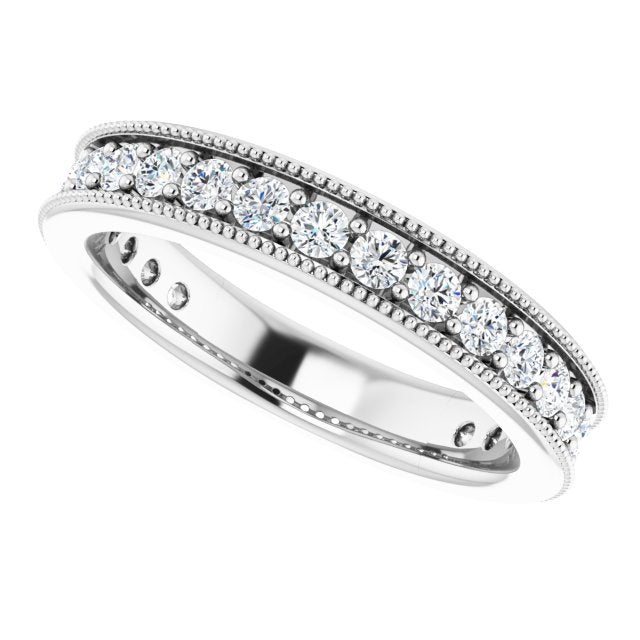 Platinum Round Natural Diamond Milgrain Edge Anniversary Band – 1/2–1 5/8 CTW - view 5
