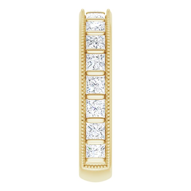 14K Gold Square Natural Diamond Milgrain Edge Anniversary Band – 1–2 3/8 CTW - Yellow Gold - view 4