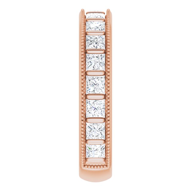 14K Gold Square Natural Diamond Milgrain Edge Anniversary Band – 1–2 3/8 CTW - Rose Gold - view 4