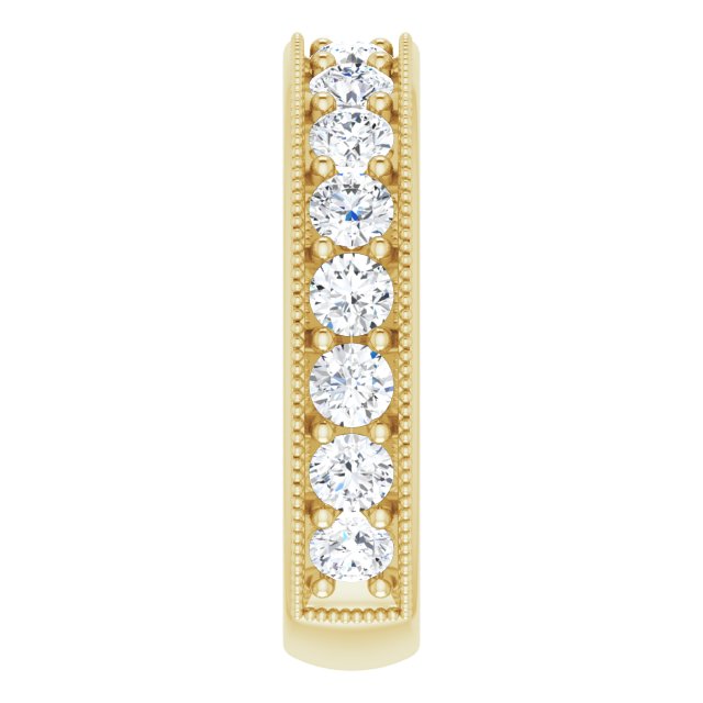 14K Gold Round Natural Diamond Milgrain Edge Anniversary Band – 1/2–1 5/8 CTW - Yellow Gold - view 4