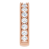 14K Gold Round Natural Diamond Milgrain Edge Anniversary Band – 1/2–1 5/8 CTW - Rose Gold - view 4