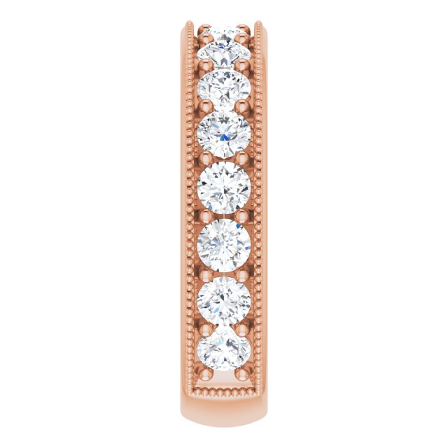 14K Gold Round Natural Diamond Milgrain Edge Anniversary Band – 1/2–1 5/8 CTW - Rose Gold - view 4