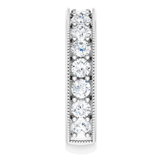 Platinum Round Natural Diamond Milgrain Edge Anniversary Band – 1/2–1 5/8 CTW - view 4