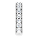 14K Gold Round Natural Diamond Milgrain Edge Anniversary Band – 1/2–1 5/8 CTW - White Gold - view 4
