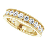 14K Gold Round Natural Diamond Milgrain Edge Anniversary Band – 1/2–1 5/8 CTW - Yellow Gold - view 5