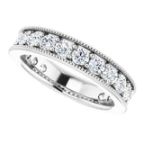 Platinum Round Natural Diamond Milgrain Edge Anniversary Band – 1/2–1 5/8 CTW - view 5
