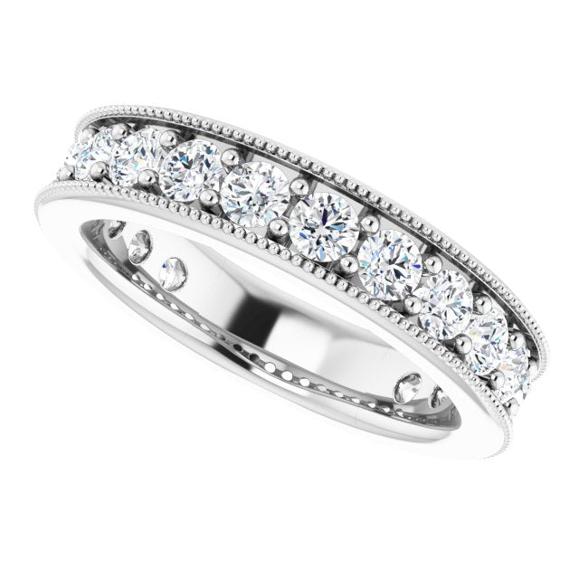 Platinum Round Natural Diamond Milgrain Edge Anniversary Band – 1/2–1 5/8 CTW - view 5