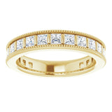 14K Gold Square Natural Diamond Milgrain Edge Anniversary Band – 1–2 3/8 CTW - Yellow Gold - view 3