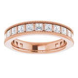 14K Gold Square Natural Diamond Milgrain Edge Anniversary Band – 1–2 3/8 CTW - Rose Gold - view 3