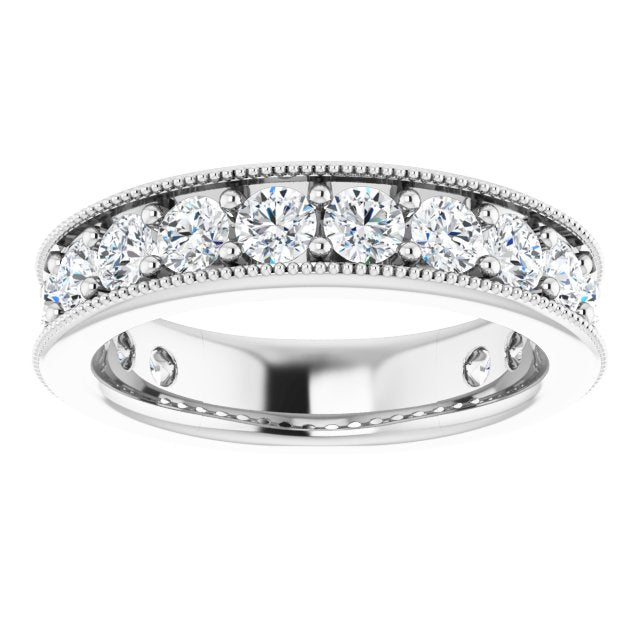 Platinum Round Natural Diamond Milgrain Edge Anniversary Band – 1/2–1 5/8 CTW - view 3