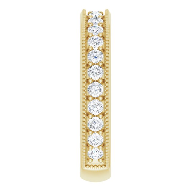 14K Gold Round Natural Diamond Milgrain Edge Anniversary Band – 1/2–1 5/8 CTW - Yellow Gold - view 4