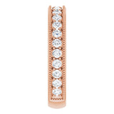 14K Gold Round Natural Diamond Milgrain Edge Anniversary Band – 1/2–1 5/8 CTW - Rose Gold - view 4