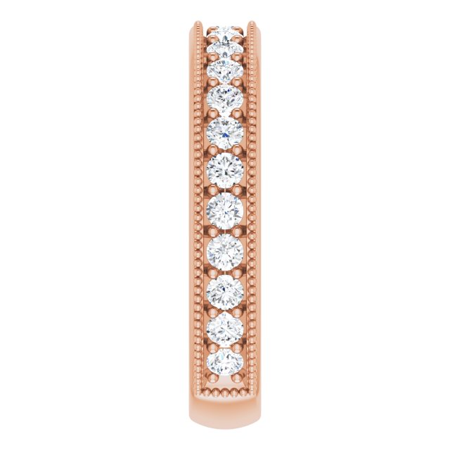 14K Gold Round Natural Diamond Milgrain Edge Anniversary Band – 1/2–1 5/8 CTW - Rose Gold - view 4
