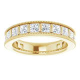 14K Gold Square Natural Diamond Milgrain Edge Anniversary Band – 1–2 3/8 CTW - Yellow Gold - view 3