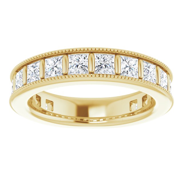 14K Gold Square Natural Diamond Milgrain Edge Anniversary Band – 1–2 3/8 CTW - Yellow Gold - view 3