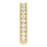 14K Gold Round Natural Diamond Milgrain Edge Anniversary Band – 1/2–1 5/8 CTW - Yellow Gold - view 4