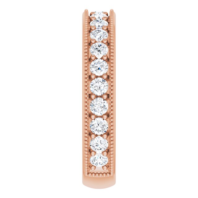 14K Gold Round Natural Diamond Milgrain Edge Anniversary Band – 1/2–1 5/8 CTW - Rose Gold - view 4