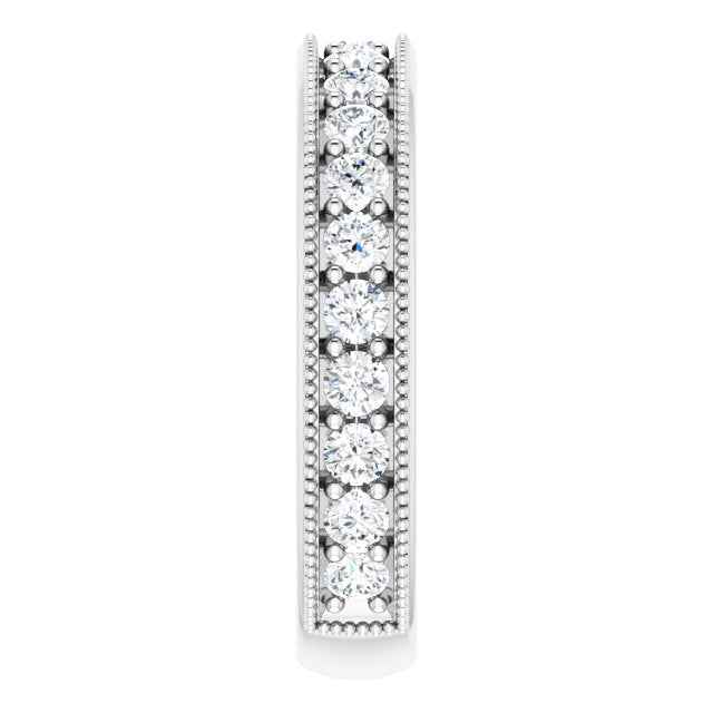 14K Gold Round Natural Diamond Milgrain Edge Anniversary Band – 1/2–1 5/8 CTW - White Gold - view 4