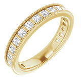 14K Gold Asscher Natural Diamond Milgrain Edge Anniversary Band – 1 CTW - Yellow Gold