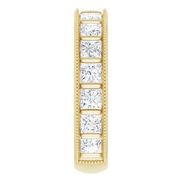 14K Gold Square Natural Diamond Milgrain Edge Anniversary Band – 1–2 3/8 CTW - Yellow Gold - view 4