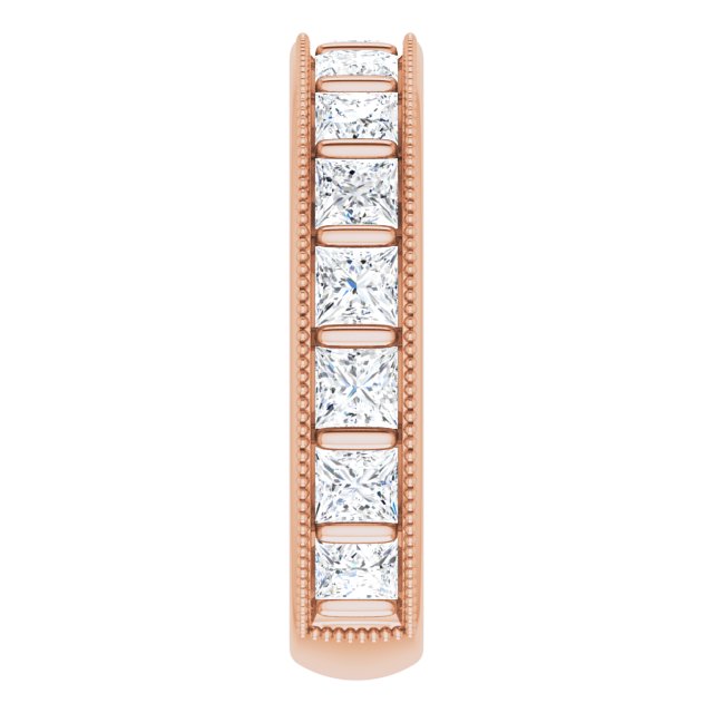 14K Gold Square Natural Diamond Milgrain Edge Anniversary Band – 1–2 3/8 CTW - Rose Gold - view 4