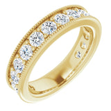 14K Gold Round Natural Diamond Milgrain Edge Anniversary Band – 1/2–1 5/8 CTW - Yellow Gold