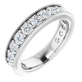 Platinum Round Natural Diamond Milgrain Edge Anniversary Band – 1/2–1 5/8 CTW