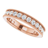 14K Gold Round Natural Diamond Milgrain Edge Anniversary Band – 1/2–1 5/8 CTW - Rose Gold - view 5