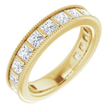 14K Gold Square Natural Diamond Milgrain Edge Anniversary Band – 1–2 3/8 CTW - Yellow Gold